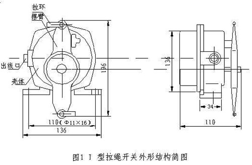 防爆双向拉绳开关BKLT2-II_防爆双向拉绳开关输送机保护拉绳开关