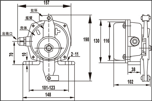 KLT2-II耐腐蚀拉绳开关接线方式_耐腐蚀双向拉绳开关输送带保护装置